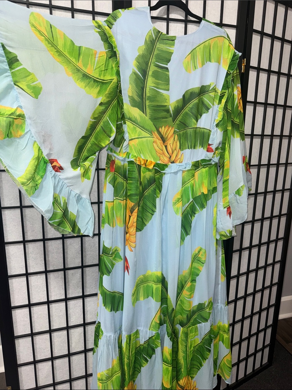 🍌🌿 FARM Rio size XL Fresh Bananas Butterfly Sleeve Maxi Dress 🌿🍌 - Picture 14 of 16